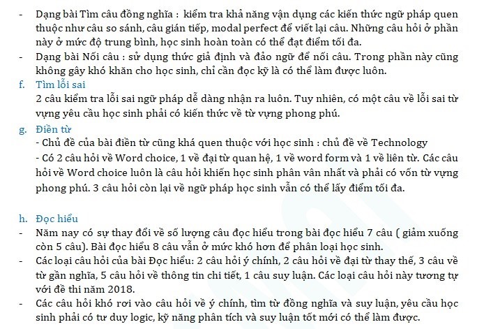 Phân tích đề thi tham khảo tiếng Anh 2019