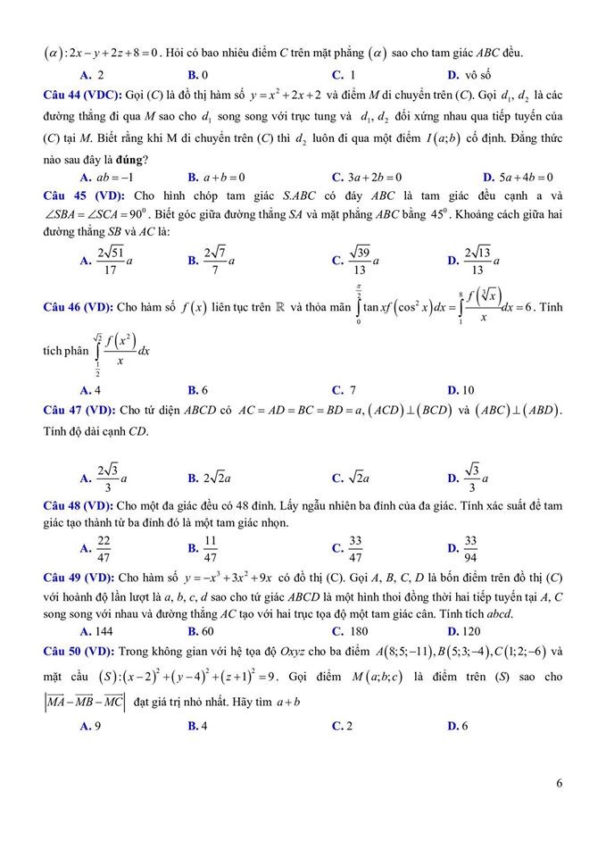 Đề thi thử THPT quốc gia môn Toán của trường THPT chuyên KHTN - Ảnh 6