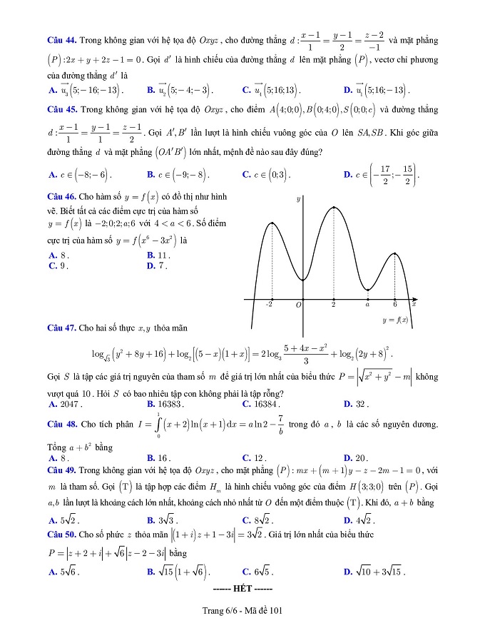 Đề thi thử môn Toán của Bắc Ninh 2019
