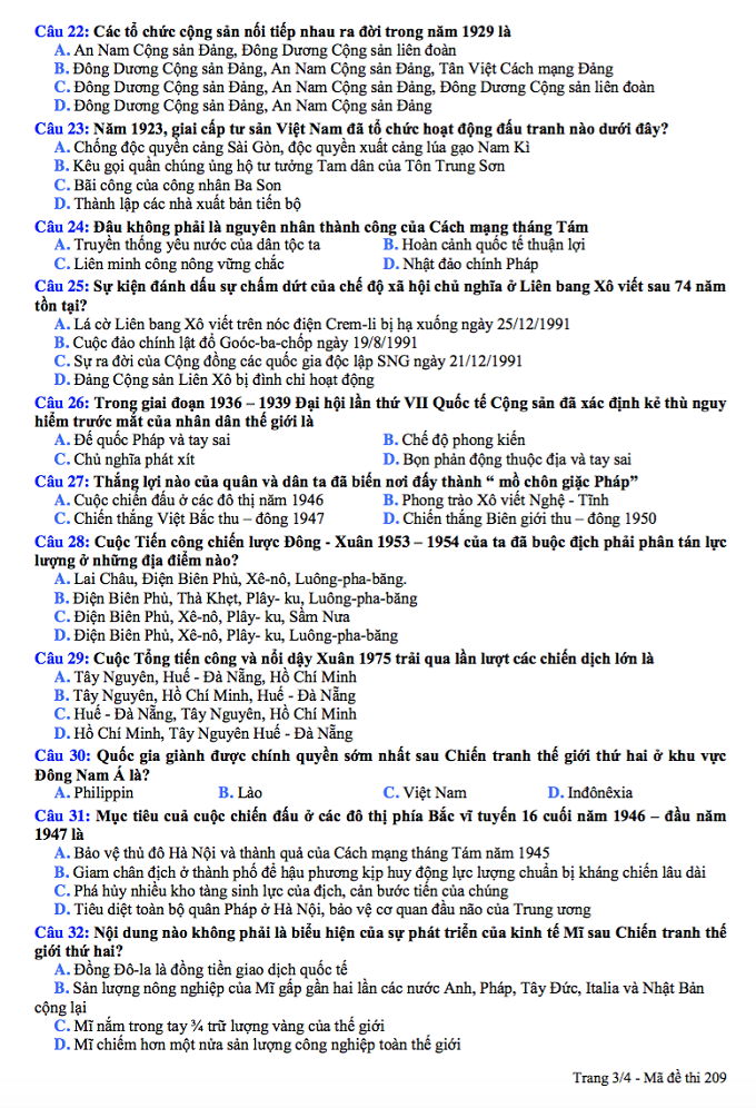 Thi thử lớp 10: Đề thi thử, đáp án môn Sử trường chuyên Lương Thế Vinh - Ảnh 3