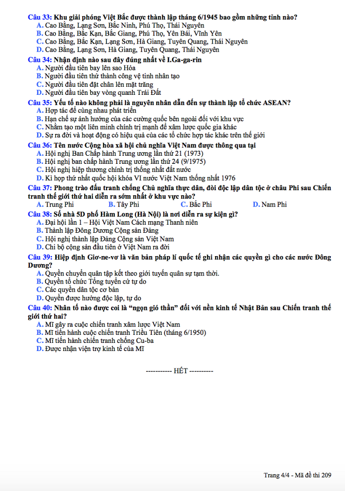 Thi thử lớp 10: Đề thi thử, đáp án môn Sử trường chuyên Lương Thế Vinh - Ảnh 4