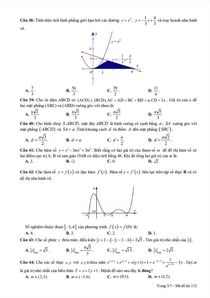 Thi thử ĐH 2019: Đề thi thử, đáp án môn Toán trường chuyên Thái Bình - Ảnh 5