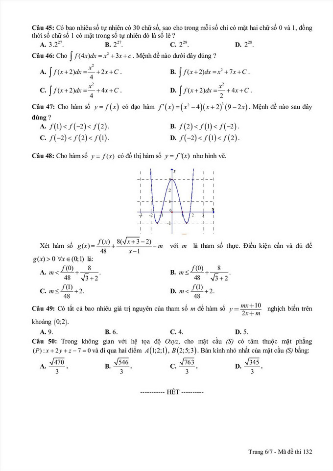 Thi thử ĐH 2019: Đề thi thử, đáp án môn Toán trường chuyên Thái Bình - Ảnh 6