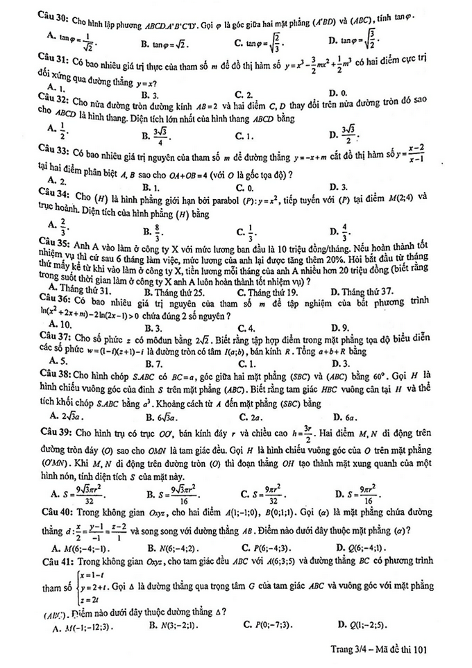 Thi thử THPT quốc gia: Đề thi thử và đáp án môn Toán ở Quảng Nam - Ảnh 3