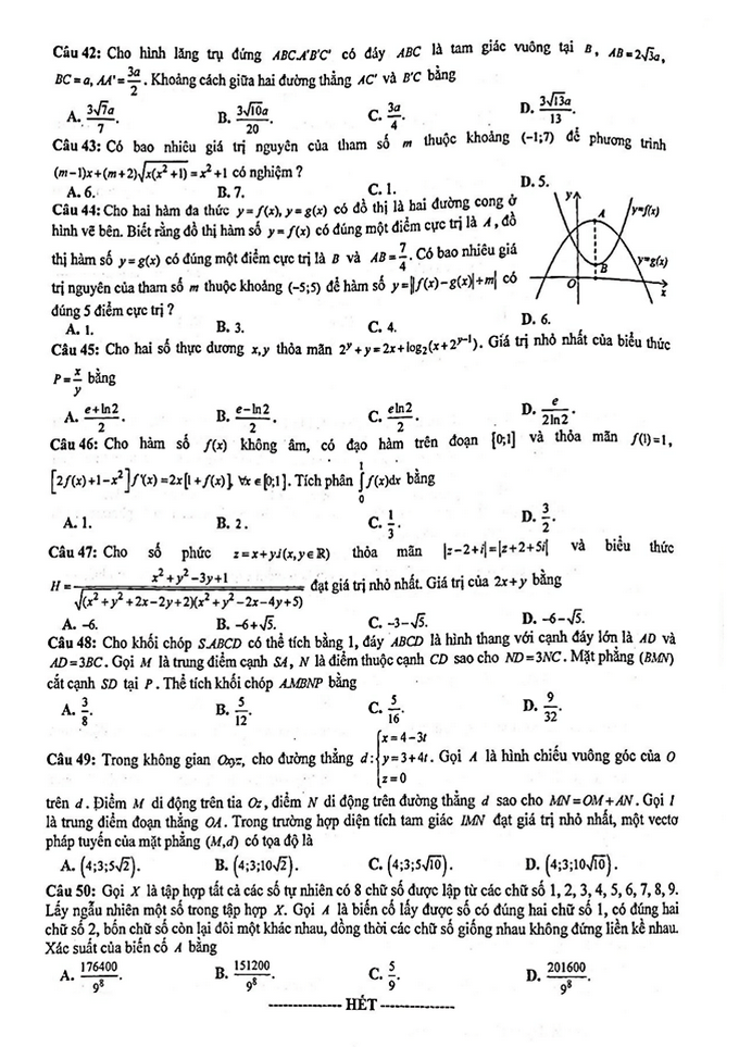 Thi thử THPT quốc gia: Đề thi thử và đáp án môn Toán ở Quảng Nam - Ảnh 4