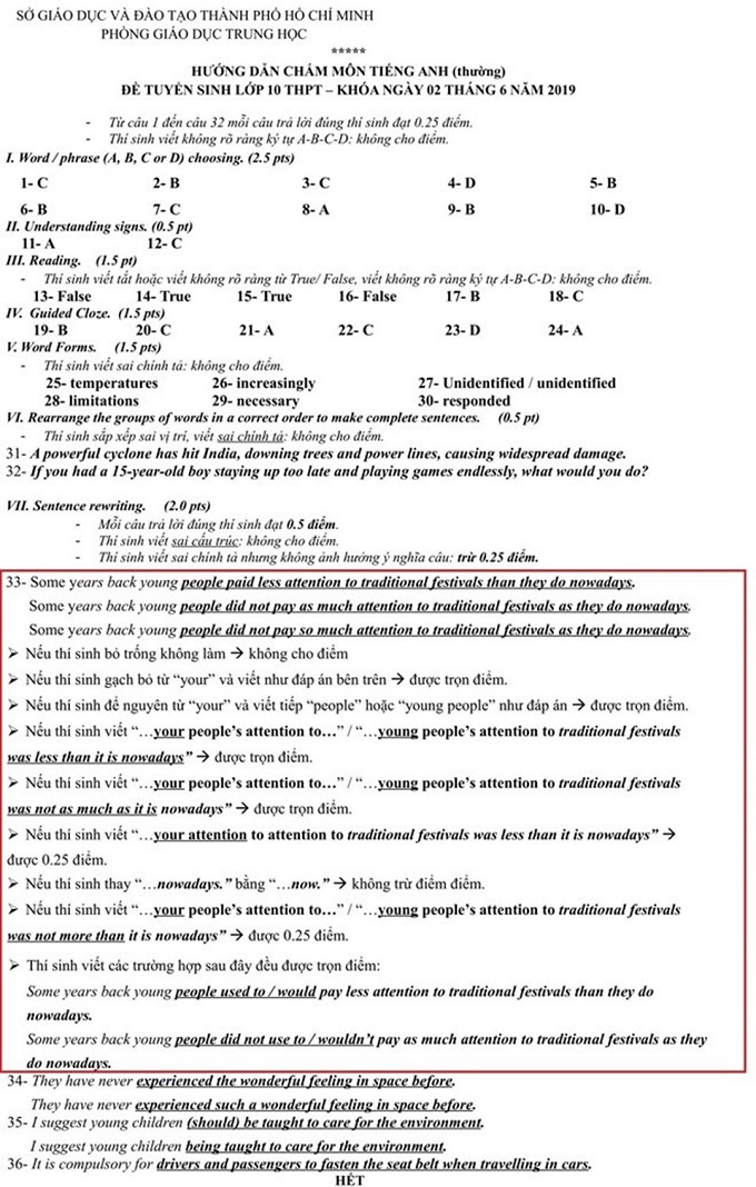 đề thi tiếng anh sai sót đề thi tuyển sinh 10