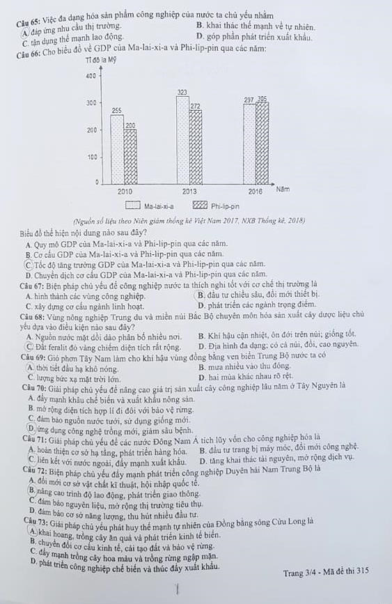 Đề thi môn Địa lý THPT quốc gia 2019 - Kenhtuyensinh.vn - Ảnh 3
