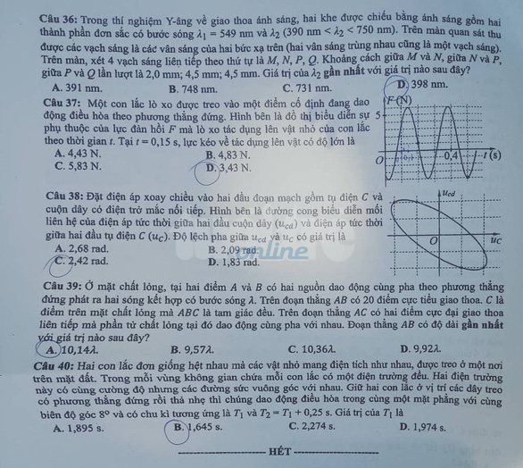 Đề thi môn Vật lý kỳ thi THPT quốc gia 2019 Đề thi môn Vật lý kỳ thi THPT quốc gia 2019