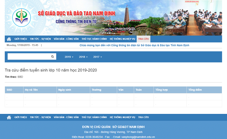 Nam Định công bố điểm thi vào lớp 10 THPT công lập năm 2019 Nam Định công bố điểm thi vào lớp 10 THPT công lập năm 2019