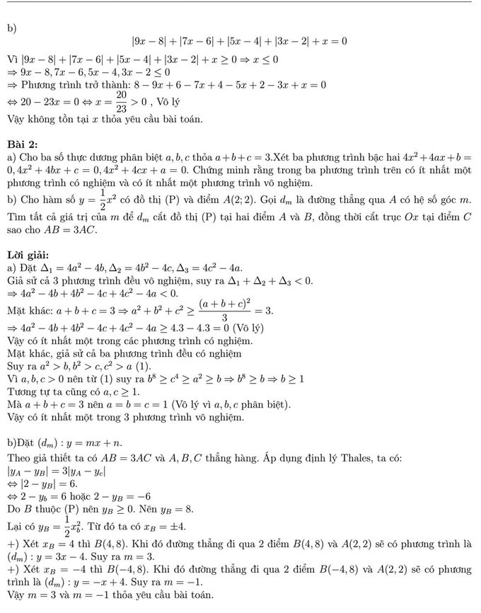 tuyển sinh 10 lời giải toán