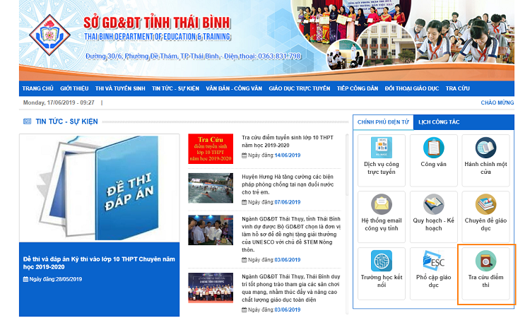 Tra cứu điểm thi tuyển sinh lớp 10 Thái Bình nhanh, chính xác