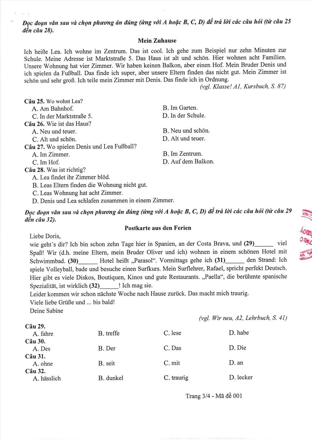 thi tiếng Đức vào lớp 10 thi tiếng Đức vào lớp 10