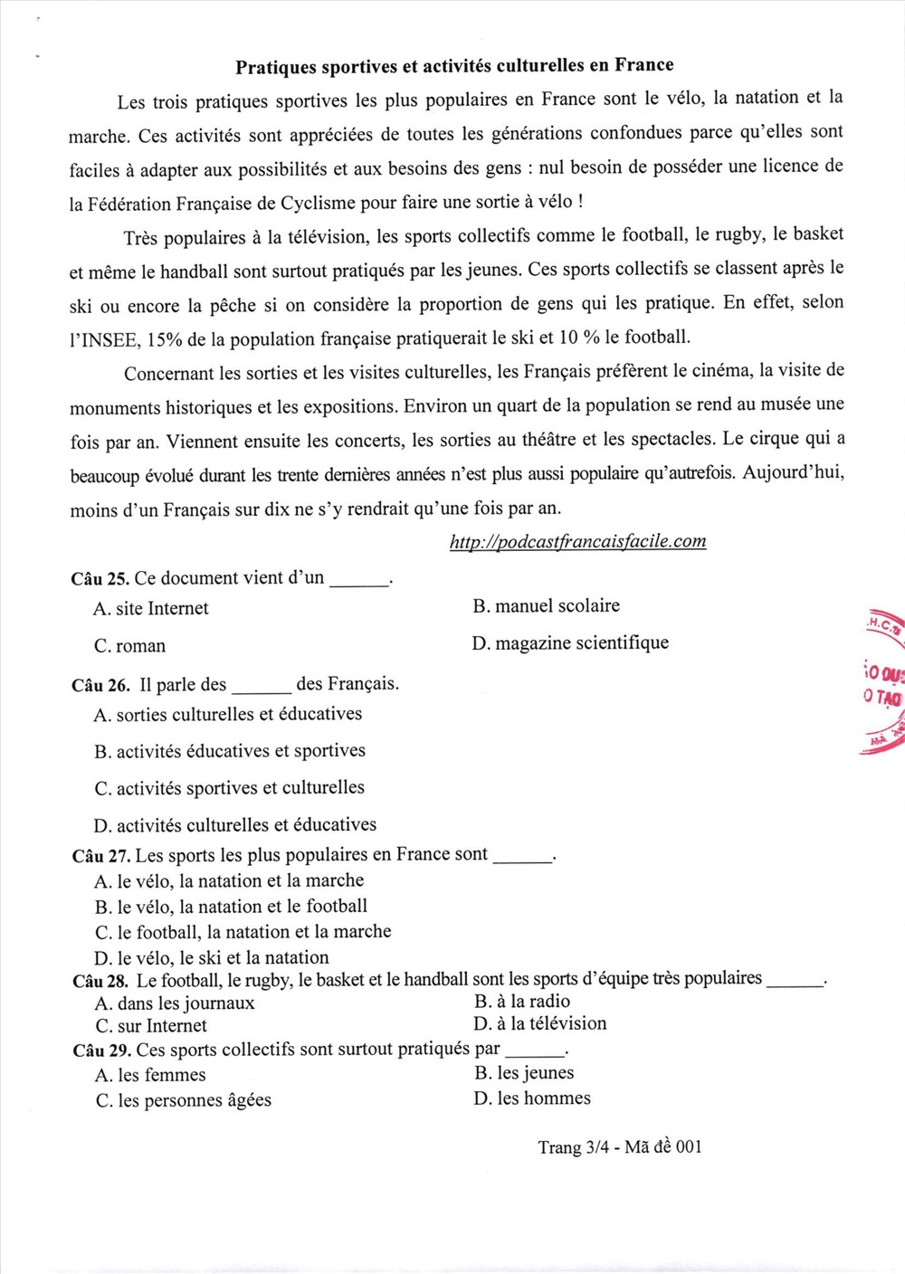 thi tiếng Pháp vào lớp 10 thi tiếng Pháp vào lớp 10