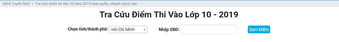 Xem điểm thi lớp 10