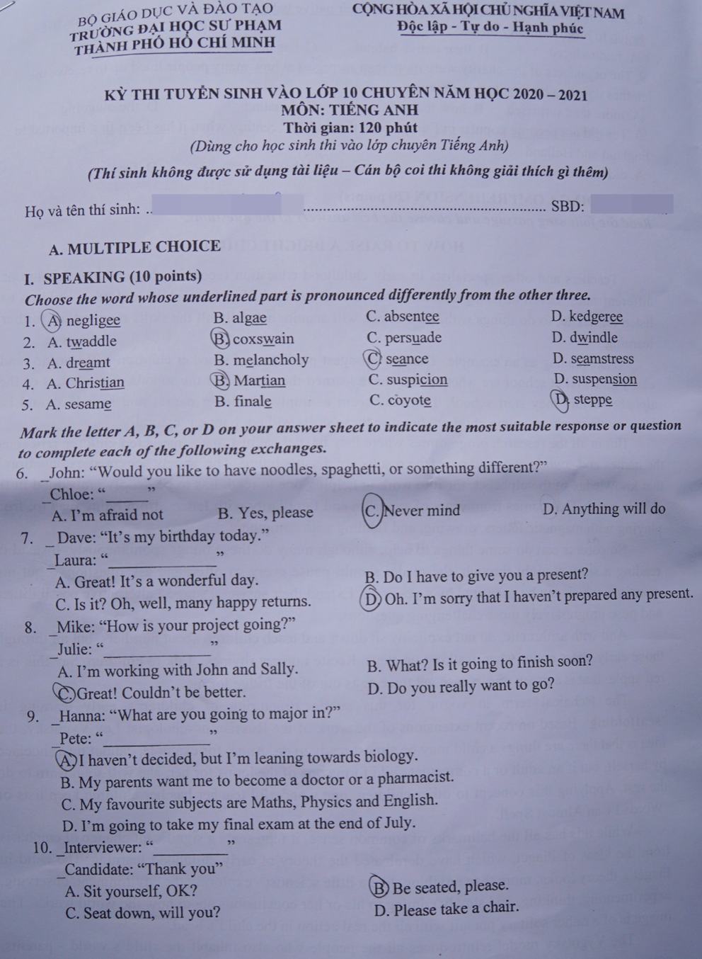 Tổng hợp đề thi môn chuyên lớp 10 trường TH Thực hành ĐH. Sư Phạm - Ảnh 5