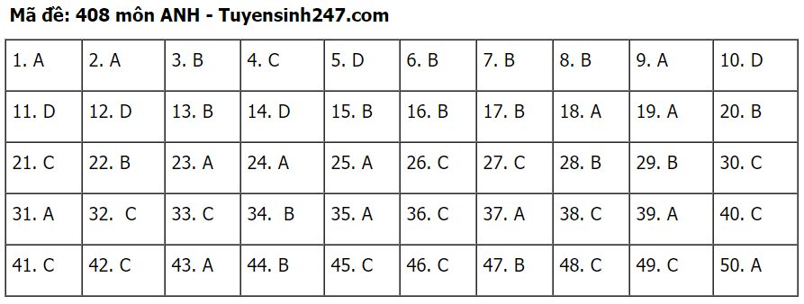 Đáp án môn Tiếng Anh tốt nghiệp THPT 2020 - đầy đủ mã đề - Ảnh 8