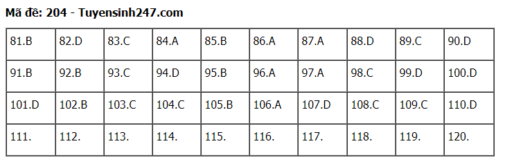 Đáp án 6 môn thi tổ hợp Khoa học tự nhiên & Khoa học xã hội - Ảnh 6