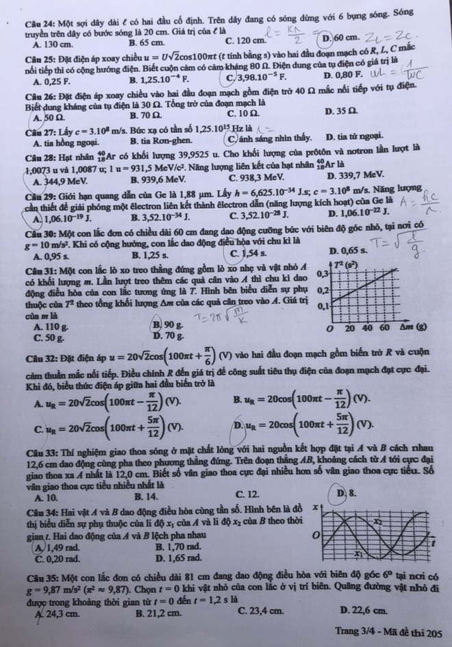 Đề thi & Đáp án môn Vật Lý THPT quốc gia 2020 - Ảnh 4