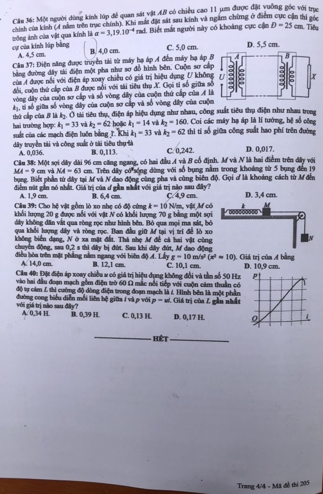 Đề thi & Đáp án môn Vật Lý THPT quốc gia 2020 - Ảnh 5