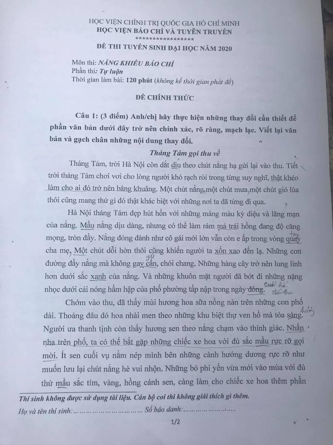 Đề thi năng khiếu báo chí của Học viện Báo chí & Tuyên truyền - Ảnh 6