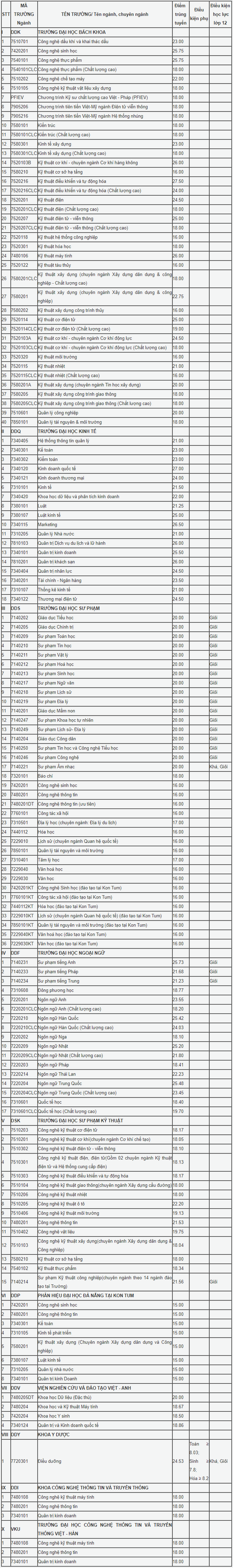 Điểm chuẩn học bạ Đại học Đà Nẵng năm 2020 đợt 1 - Ảnh 1