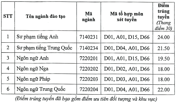 Điểm chuẩn học bạ Khoa Ngoại Ngữ - Đại học Thái Nguyên đợt 1 - Ảnh 1