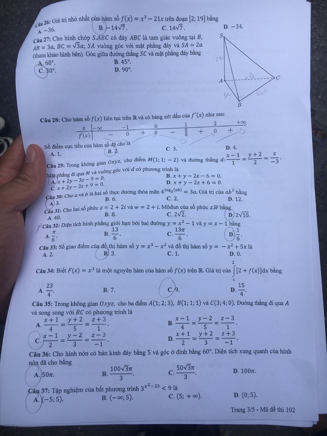Đáp án gợi ý 24 mã đề thi môn Toán tốt nghiệp THPT 2020 - Ảnh 23