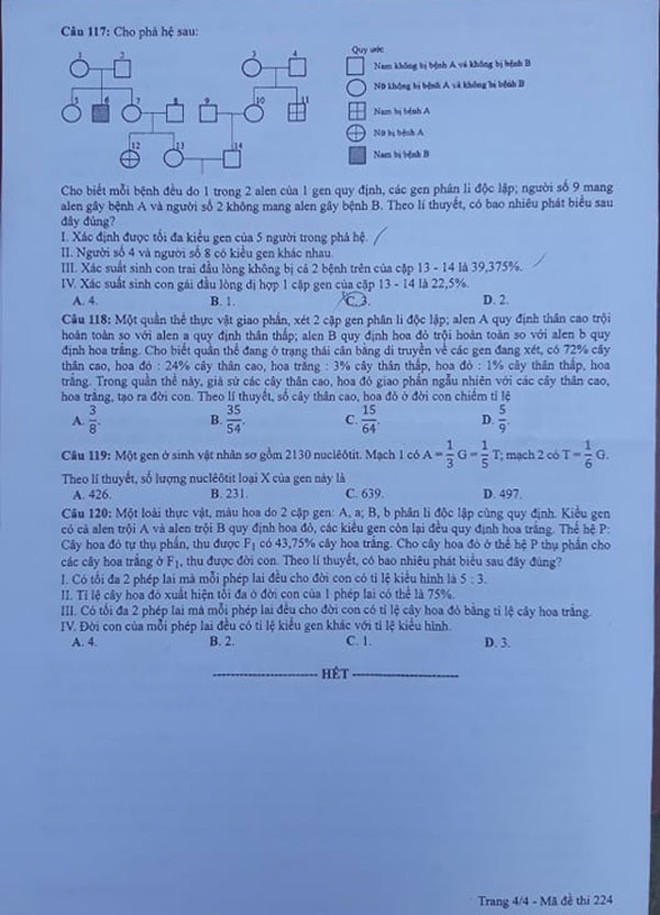Đề thi và Đáp án môn Sinh Học thi tốt nghiệp đợt 2 năm 2020 - Ảnh 8