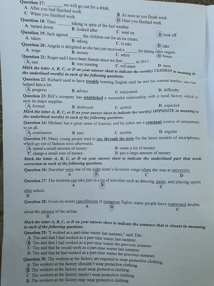 Đề thi và Đáp án môn Tiếng Anh thi tốt nghiệp đợt 2 năm 2020 - Ảnh 2