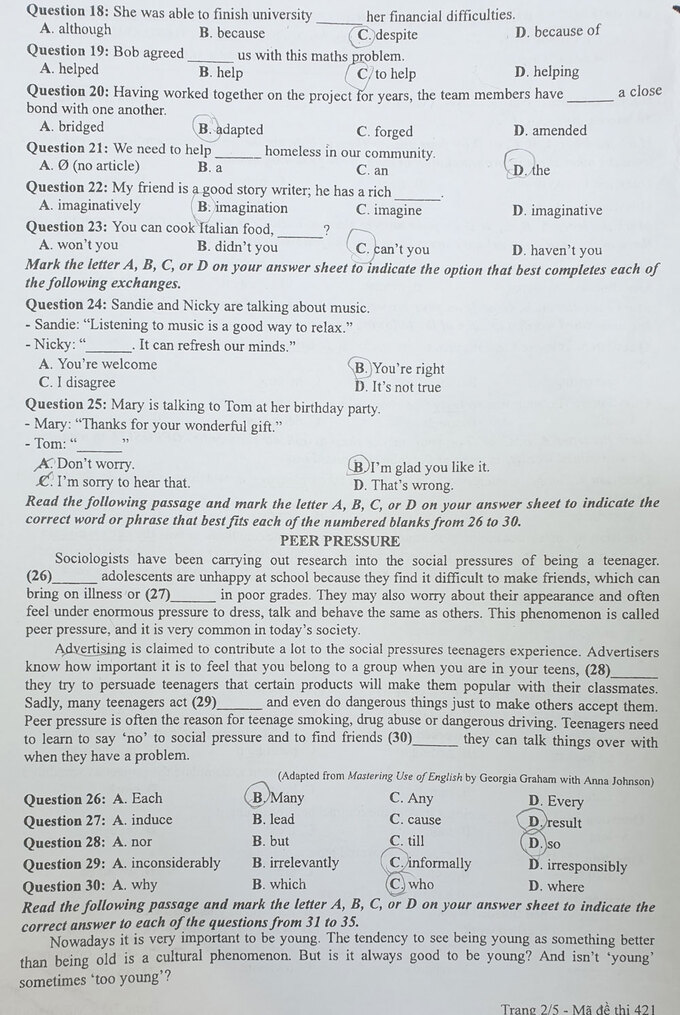 Đề thi và Đáp án môn Tiếng Anh thi tốt nghiệp đợt 2 năm 2020 - Ảnh 7