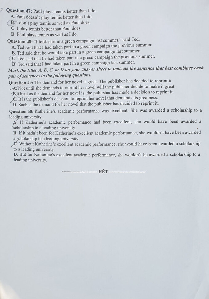 Đề thi và Đáp án môn Tiếng Anh thi tốt nghiệp đợt 2 năm 2020 - Ảnh 10