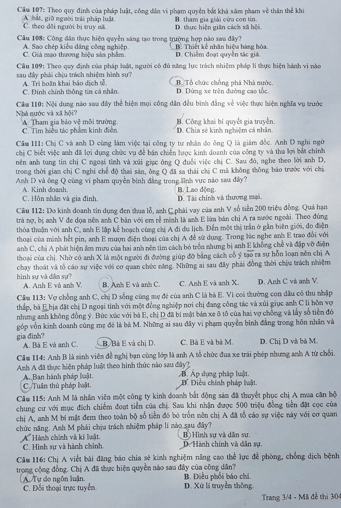 Đề thi và Đáp án môn GDCD thi tốt nghiệp đợt 2 năm 2020 - Ảnh 3