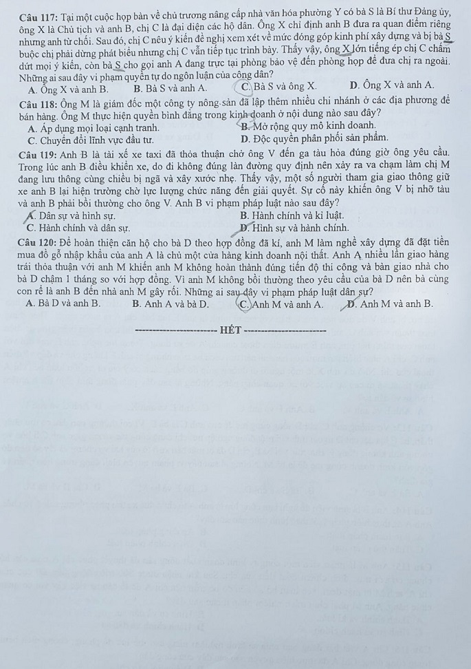 Đề thi và Đáp án môn GDCD thi tốt nghiệp đợt 2 năm 2020 - Ảnh 4