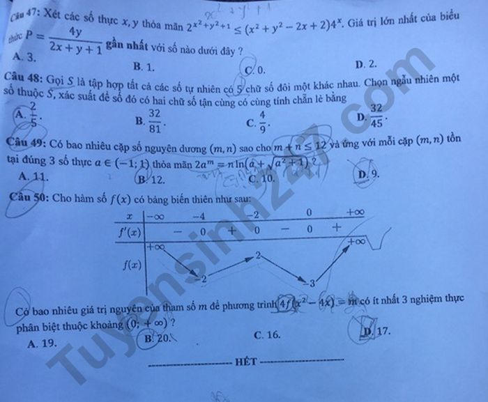 Đề thi & Đáp án môn Toán thi tốt nghiệp đợt 2 năm 2020 - Ảnh 10