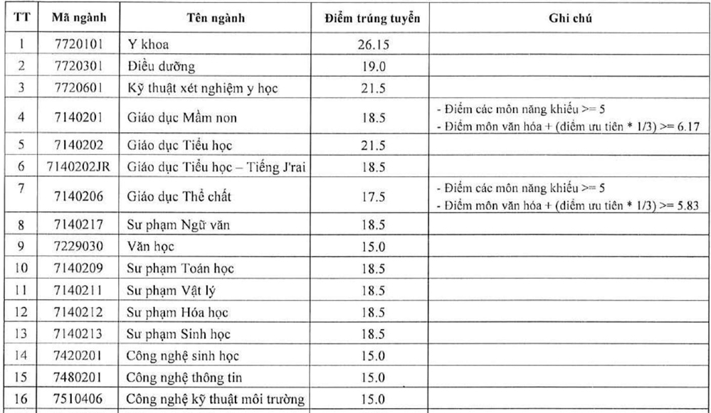 Điểm chuẩn Đại học Tây Nguyên, Khánh Hòa, Quy Nhơn năm 2020 - Ảnh 1