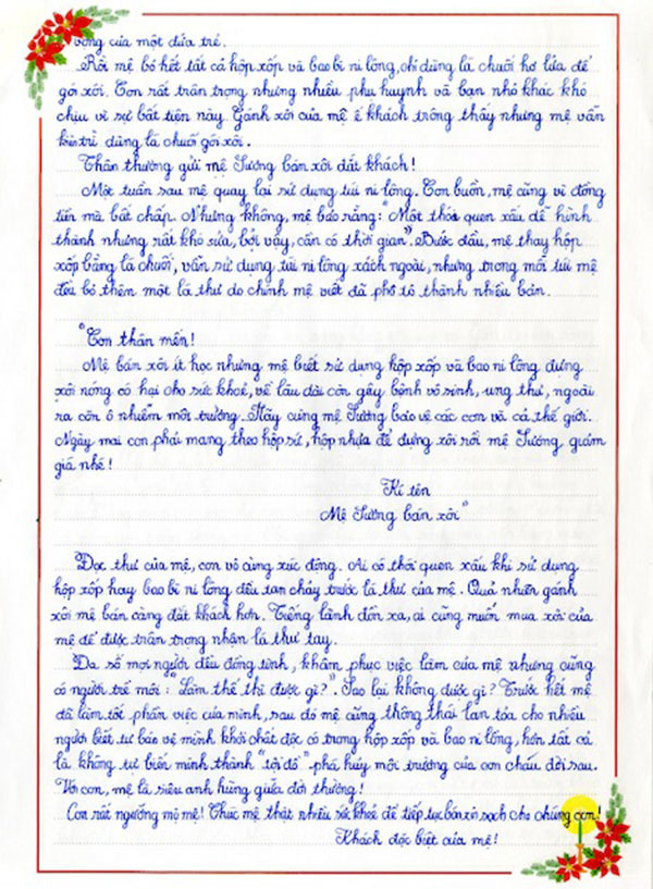 nội dung bức thư đạt giải ba viết thư quốc tế upu