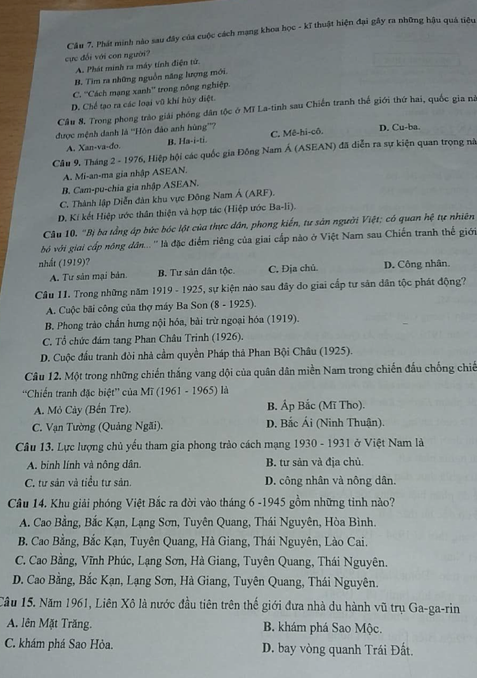 Đáp án đề thi môn Sử tuyển sinh lớp 10 ở Hà Nội năm 2021 - Ảnh 3