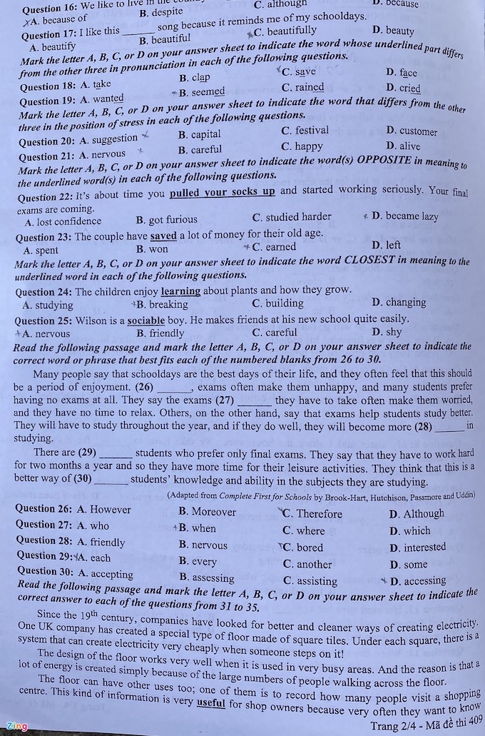 Đề thi & Đáp án môn Tiếng Anh tốt nghiệp THPT quốc gia 2021 - Ảnh 6