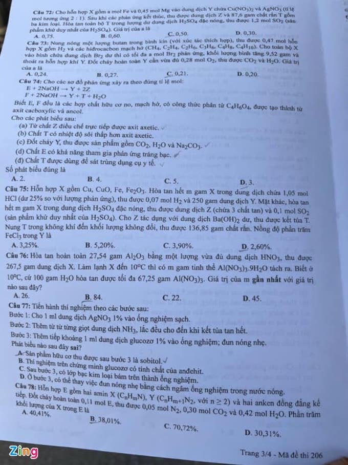 Đề thi & Đáp án môn Hoá Học tốt nghiệp THPT quốc gia 2021 - Ảnh 3