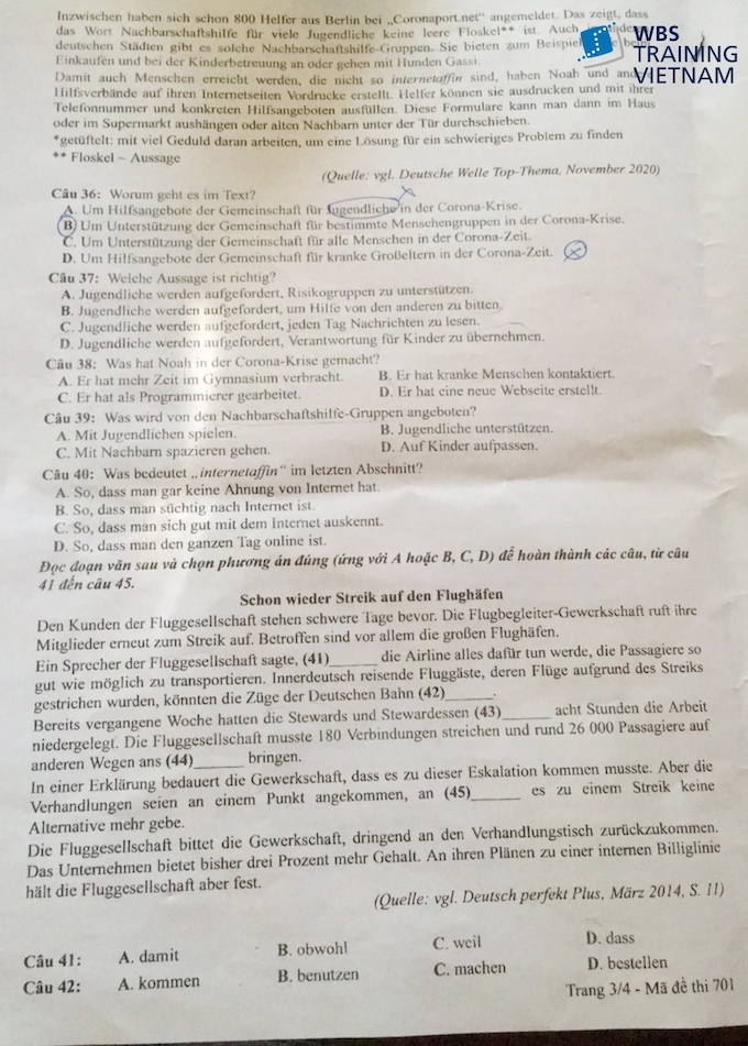 Đề thi & Đáp án môn Tiếng Đức tốt nghiệp THPT quốc gia 2021 - Ảnh 3