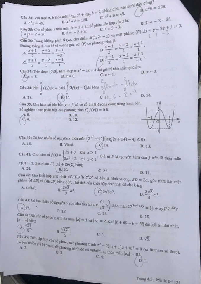 Đề thi & Đáp án môn Toán tốt nghiệp THPT quốc gia 2021 - Ảnh 14