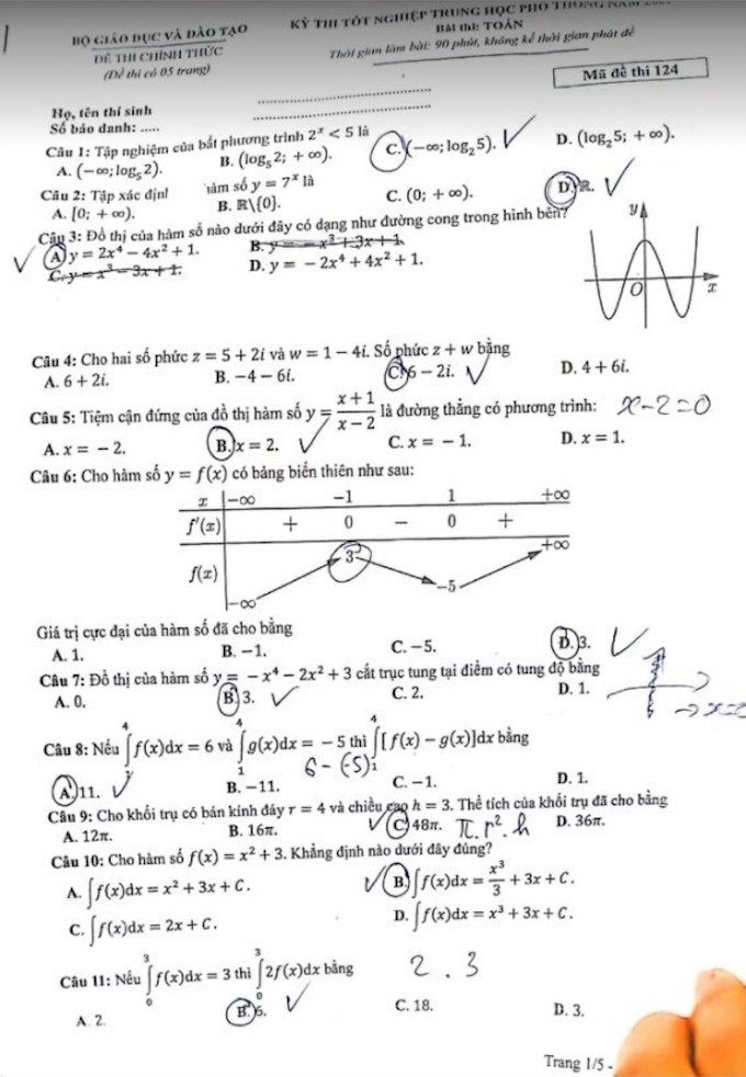 Đề thi & Đáp án môn Toán tốt nghiệp THPT quốc gia 2021 - Ảnh 16
