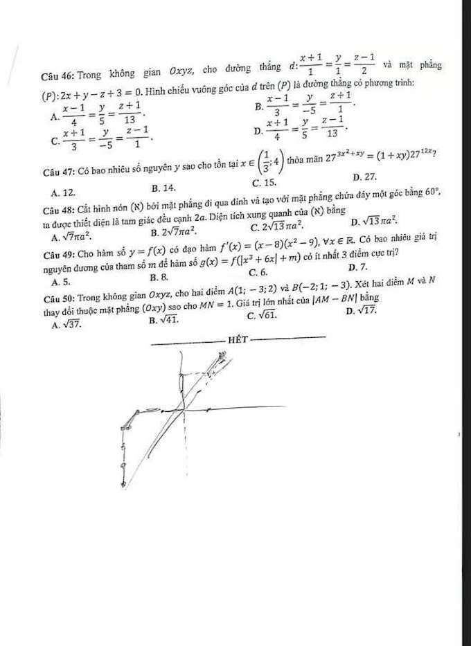 Đề thi & Đáp án môn Toán tốt nghiệp THPT quốc gia 2021 - Ảnh 20