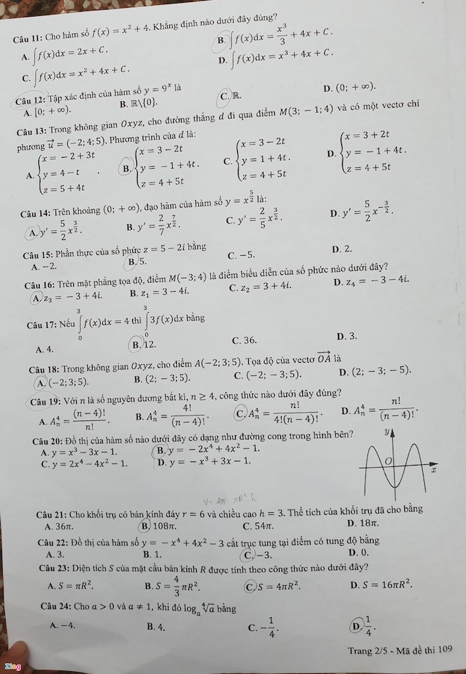 Đề thi & Đáp án môn Toán tốt nghiệp THPT quốc gia 2021 - Ảnh 2