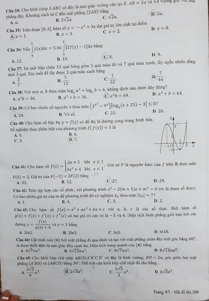Đề thi & Đáp án môn Toán tốt nghiệp THPT quốc gia 2021 - Ảnh 4