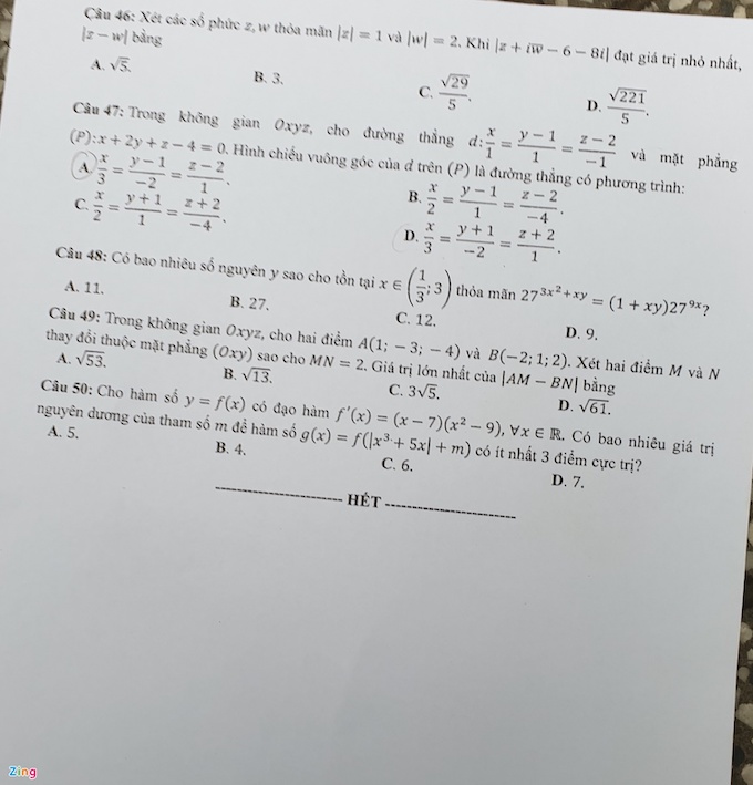 Đề thi & Đáp án môn Toán tốt nghiệp THPT quốc gia 2021 - Ảnh 5