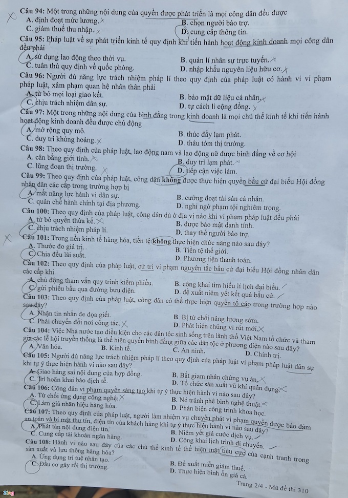 Đề thi & Đáp án môn Giáo dục Công dân tốt nghiệp THPT quốc gia 2021 - Ảnh 2