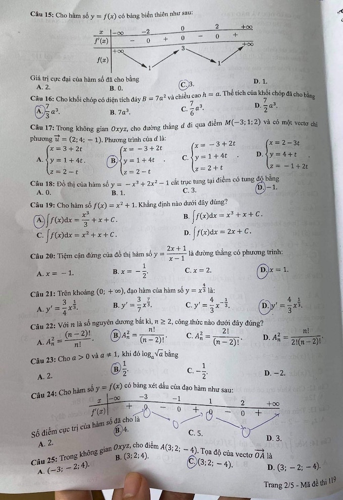Đề thi & Đáp án môn Toán tốt nghiệp THPT quốc gia 2021 - Ảnh 7