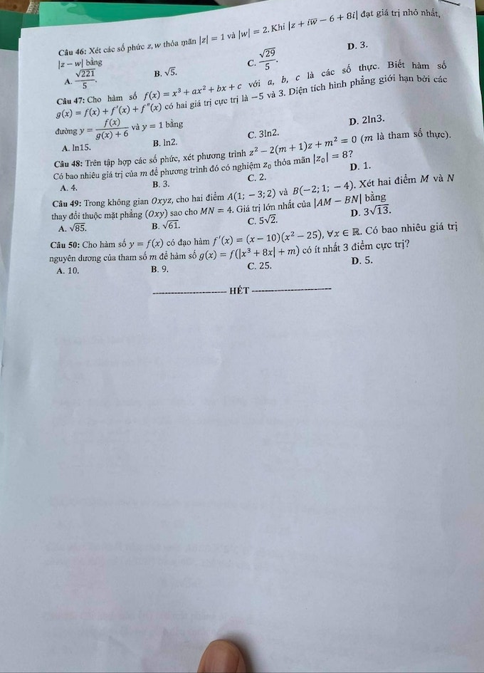 Đề thi & Đáp án môn Toán tốt nghiệp THPT quốc gia 2021 - Ảnh 10