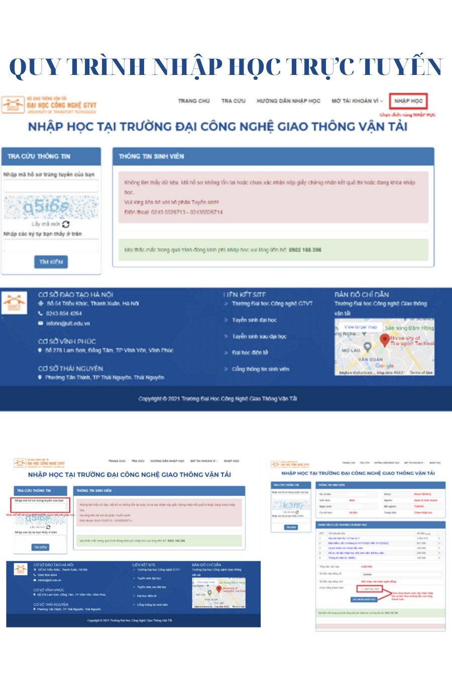ĐH Công nghệ Giao thông Vận Tải hướng dẫn quy trình nhập học trực tuyến - Ảnh 2
